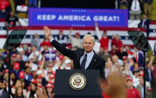 Ron Johnson Wisconsin Republican Senator gave a powerful speech at President Donald Trump Rally at UW-Milwaukee Panther Arena to a crowd of supporters