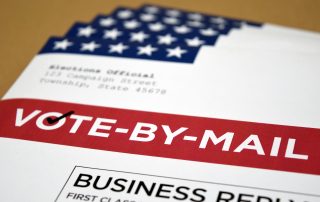 Mockup (fake / print-out concept) for election theme of Vote by Mail Ballot envelopes for election