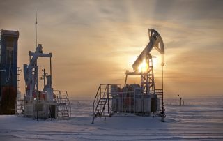 winter landscape based on the extraction of oil in Russia