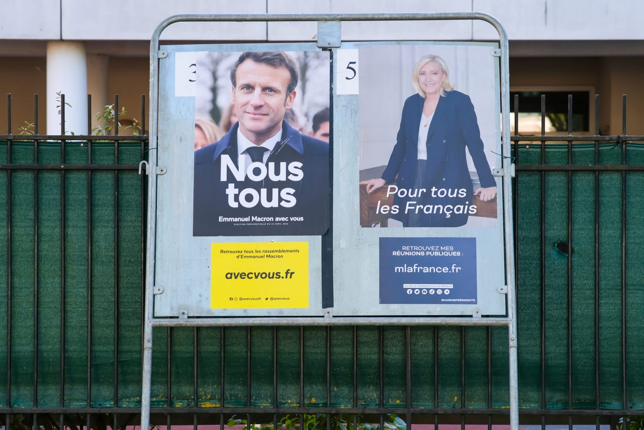 Paris, France - April 17, 2022 : Elections in France with Macron or Le Pen for Presidency